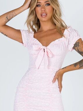 Princess Polly Daisy Print Back To Paris Milkmaid Coquette Babydoll Mini Dress